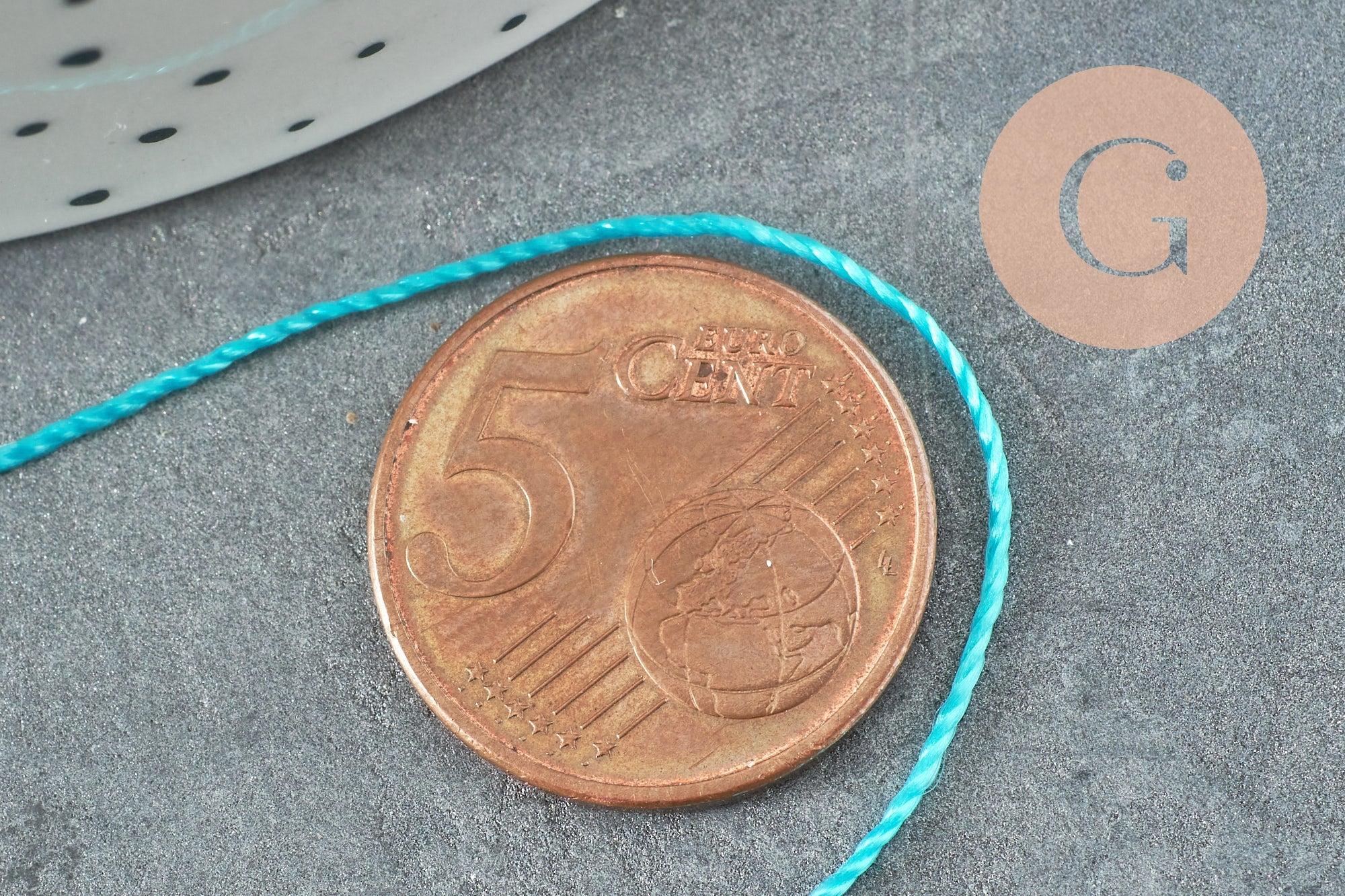 Fil bleu turquoise nylon pour broderie couture bijoux 0.8mm, x10 Mètres (G1655)