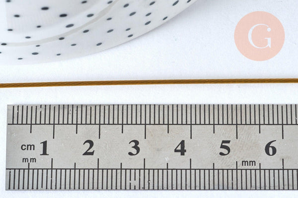 Fil câblé gainé acier inoxydable doré 1mm,Fabrication bijoux, fil gainé métal, creation bijoux,1mm, x 2 mètres (G6780)