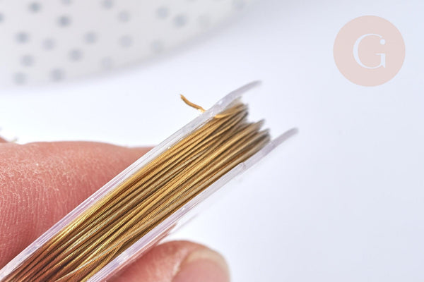 Fil câblé gainé acier inoxydable doré foncé 0.45mm, X1 Bobine de 10 mètres (G7056)