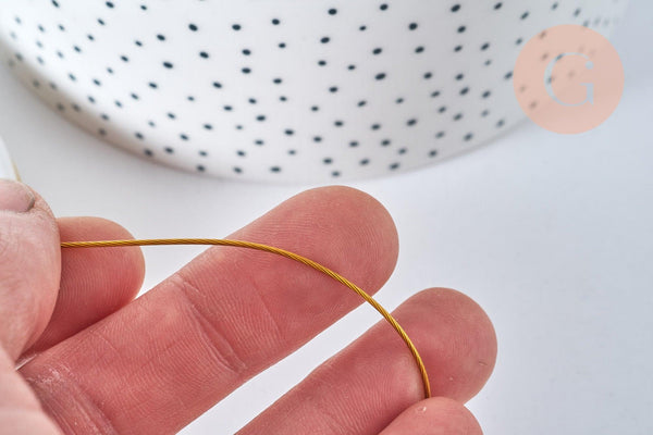 Fil câblé gainé acier inoxydable doré foncé 0.8mm, x1 bobine de 18 mètres (G6779)