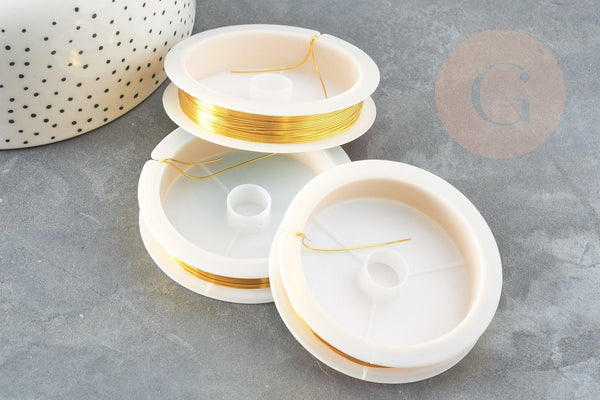 Fil de cuivre doré 0.6mm, x1 bobine de 6mètres (G9377)