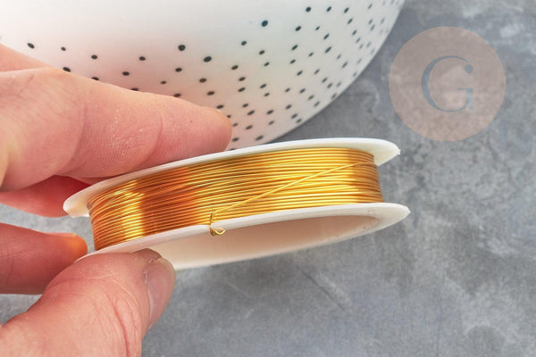 Fil de cuivre doré 0.6mm, x1 bobine de 6mètres (G9377)
