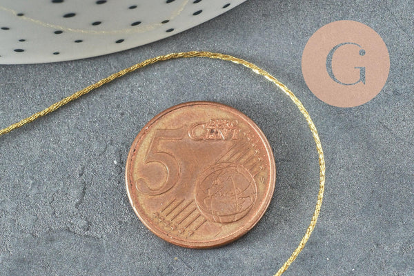 Fil doré métallisé or clair polyester à broder-couture-bijoux 0.8mm, x5 mètres (G4419)