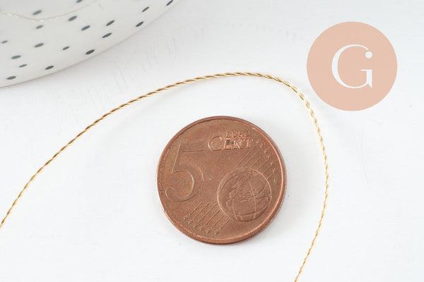 Fil métallique cuivre doré torsadé 0.6mm,x1 mètre (G9637)