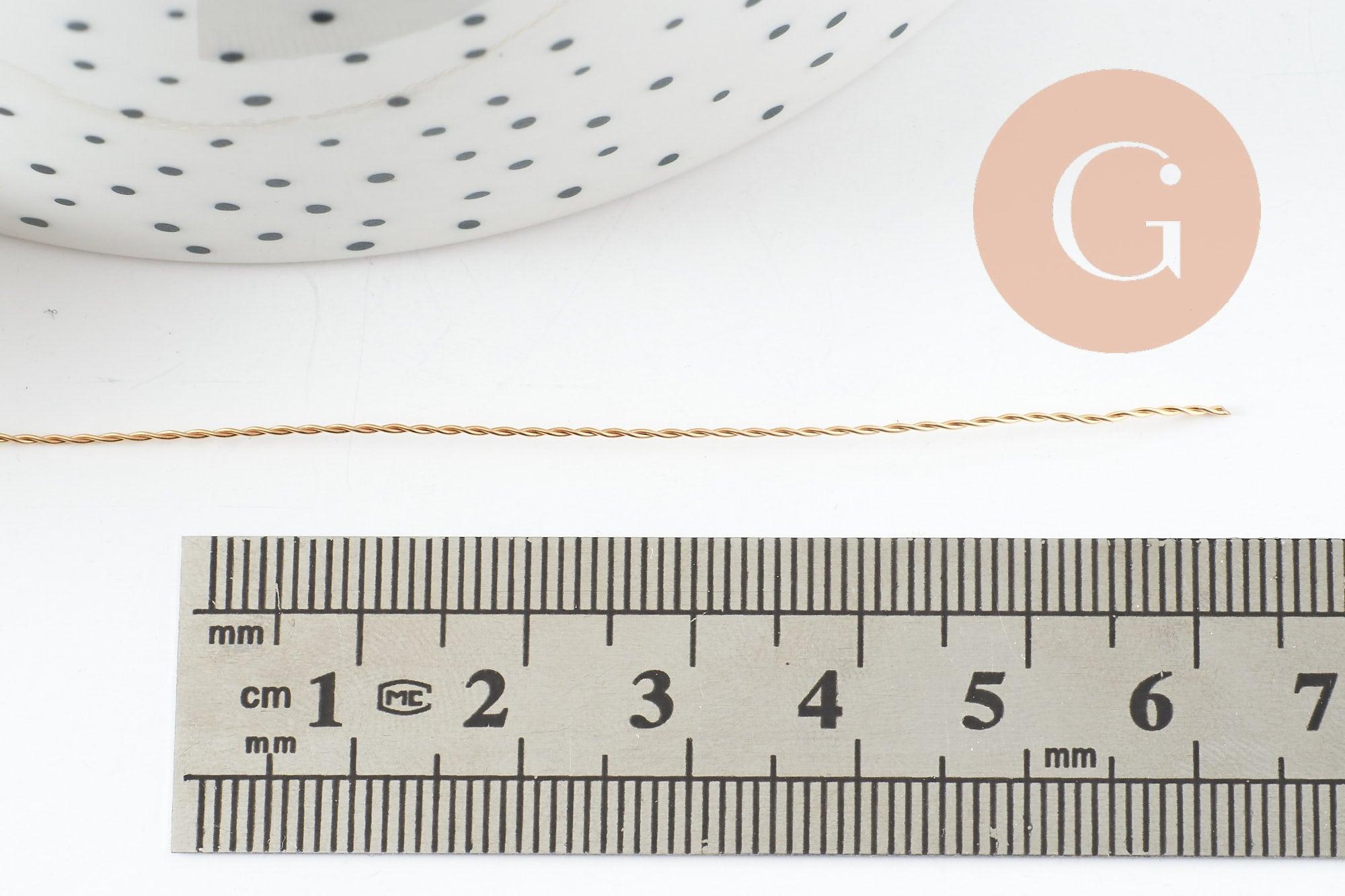 Fil métallique cuivre doré torsadé 0.6mm,x1 mètre (G9637)
