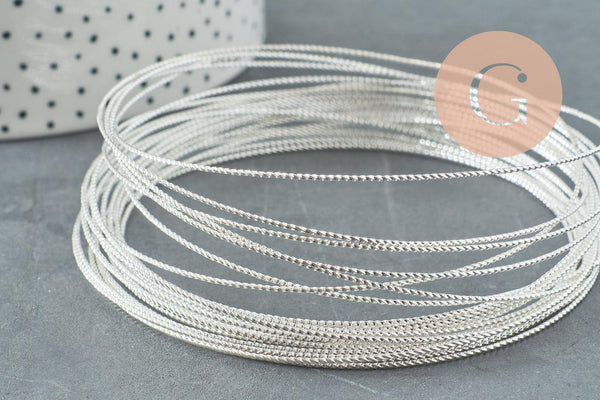 Fil métallique laiton argenté torsadé 0.8mm,x1 mètre G9640