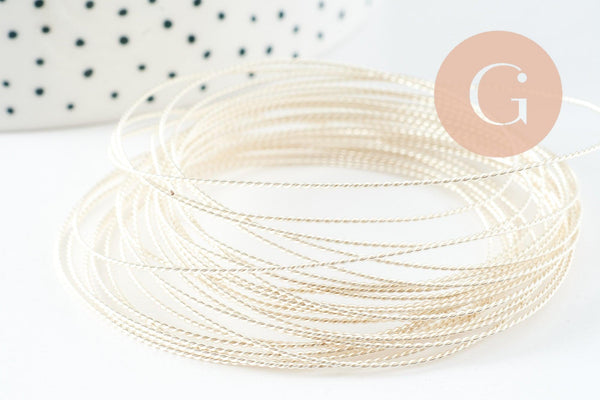 Fil métallique laiton argenté torsadé 0.8mm,x1 mètre (G9641)