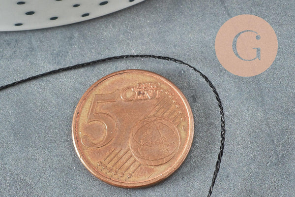 Fil noir métallisé 0.6mm, x5 Mètres (G1046)