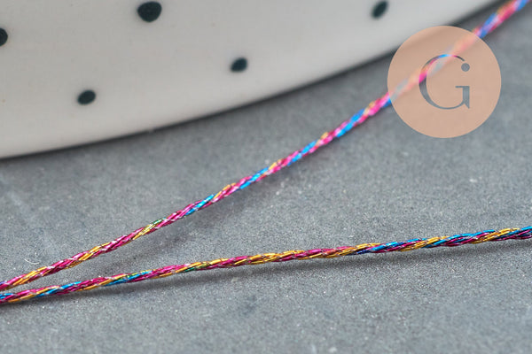 Fil polyester métallisé multicolore 0.4mm, x1 bobine de 50 mètres (G5941)
