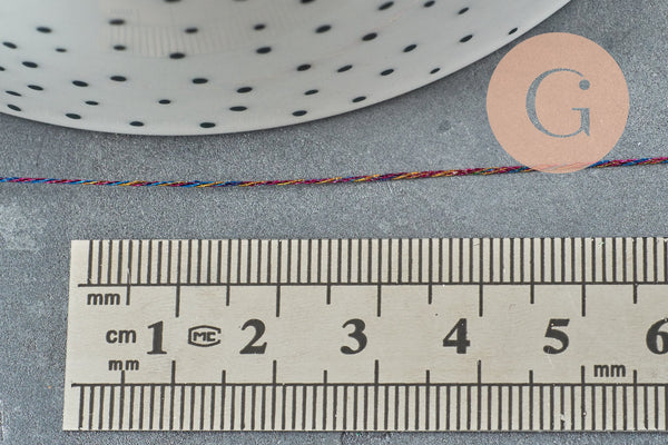 Fil polyester métallisé multicolore 0.4mm, x1 bobine de 50 mètres (G5941)