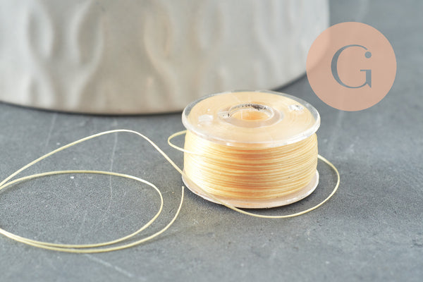 Fil pour tissage de perles delica miyuki nylon jaune clair 0.1mm, x1 rouleau 91 mètres (G10566)