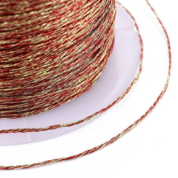 Fil rouge or métallisé en polyester 0.4mm,fil Couture, broderie,fil or,fil métallique, bobine de 50 mètres, x1 G5942