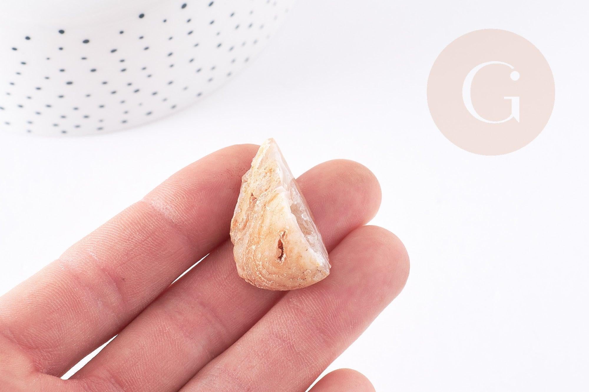Géode agate naturelle brute beige avec cristaux 35-50mm, pierre naturelle brute, lithotherapie, pierre quartz non percée, x1 (G9083)