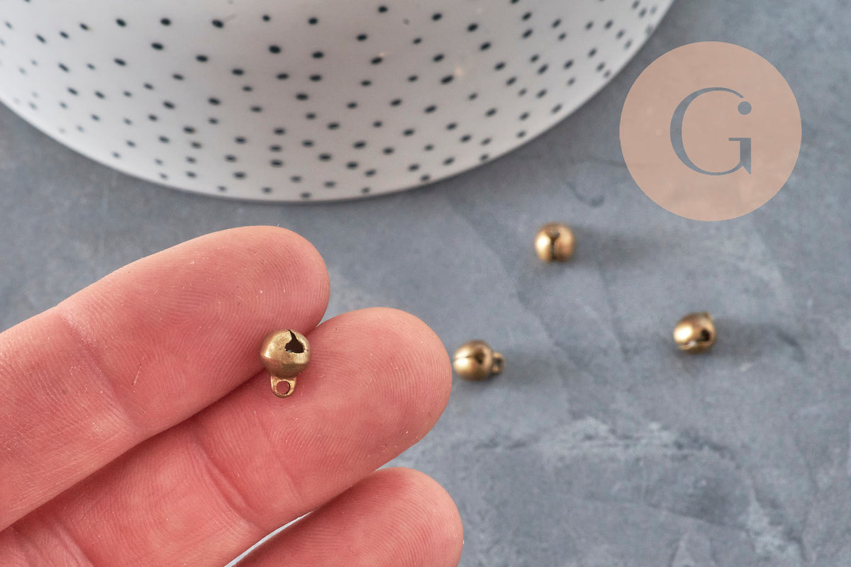 Grelot clochette laiton bronze 8mm, x10 (G11345)-Breloques et pendentifs-Gingerlily Perles