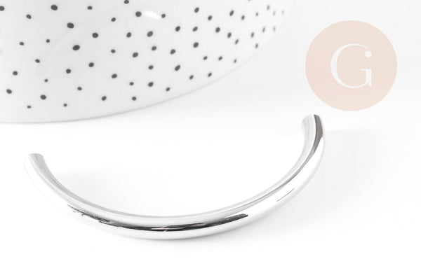Gros tube laiton or blanc 69mm,tube argenté plaqué rhodium pour création de bijoux, x1 (G2126)