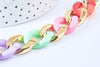 Grosse Chaine acrylique multicolore pastel et plastique doré,perle acétate, création bijoux,chaine plastique,23x16.5mm, x1 mètre (G4963)