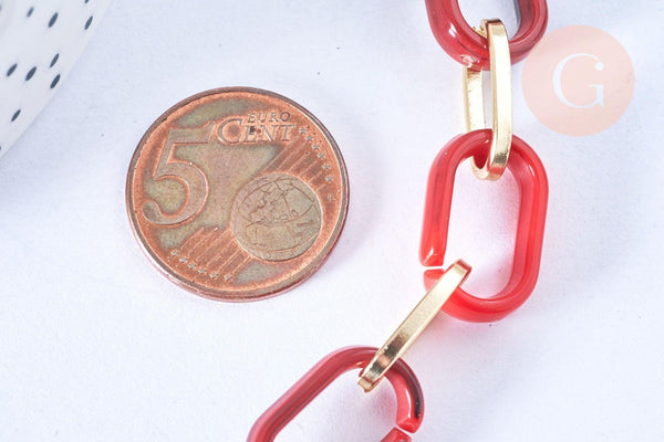 Grosse Chaine ronde écaille acrylique et aluminium doré texturé 18.5mm, x1 mètre (G3343)