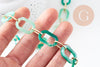 Grosse Chaine ronde écaille acrylique vert et aluminium doré texturé,perle acétate, chaine plastique,18.5mm, x1 mètre (G3365)