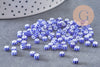 Grosse Perle rocaille rayé bleu blanc 3-4.5mm, x10gr (G9280)
