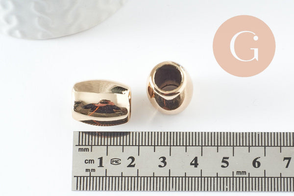 Grosse perle ovale zamac doré lisse 16mm, x1 (G10004)