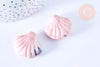 Grosse perle porcelaine rose coquillage 29-33mm, x2 (G5385)