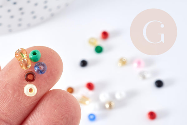 Grosse perles rocaille multicolore 4mm, x10g (G8644)