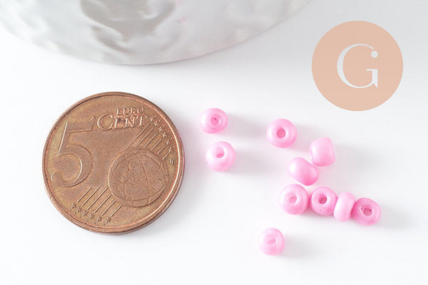 Grosses perles de rocaille rose 2.5-3mm, x10 gr (G3732)