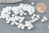 Grosses perles rocaille blanches irisées 4mm , perle rocaille blanche irisée, x 10Gr (G0189)