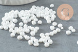 Grosses perles rocaille blanches irisées 4mm , perle rocaille blanche irisée, x 10Gr (G0189)