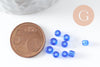 Grosses perles rocaille bleu transparent 4mm, x10g (G3814)
