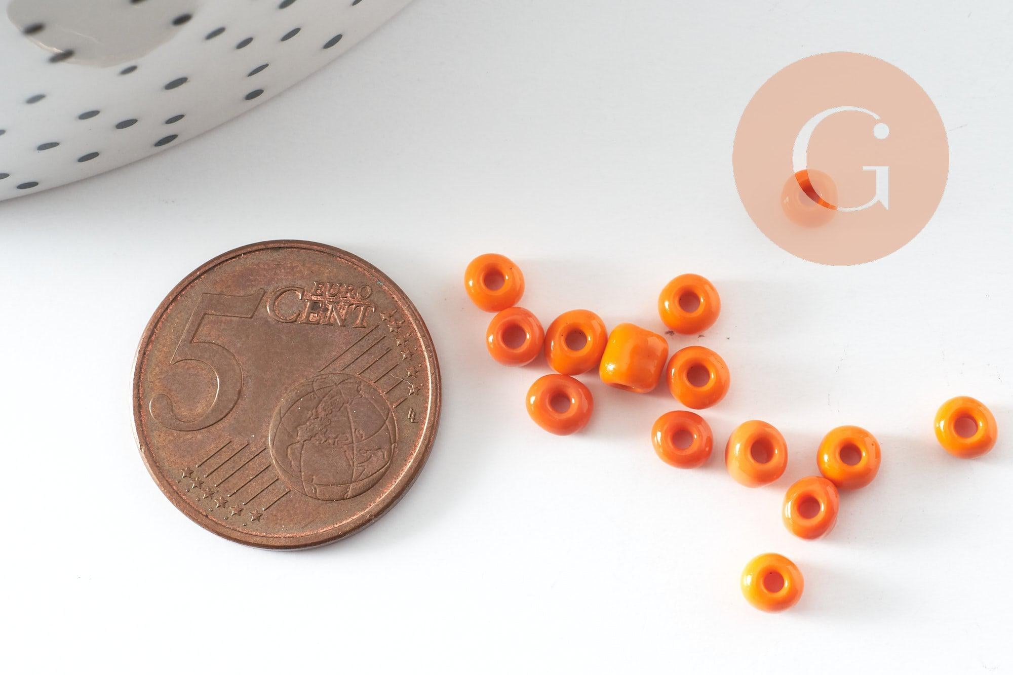 Grosses perles rocaille orange 4mm, x10g (G0187)