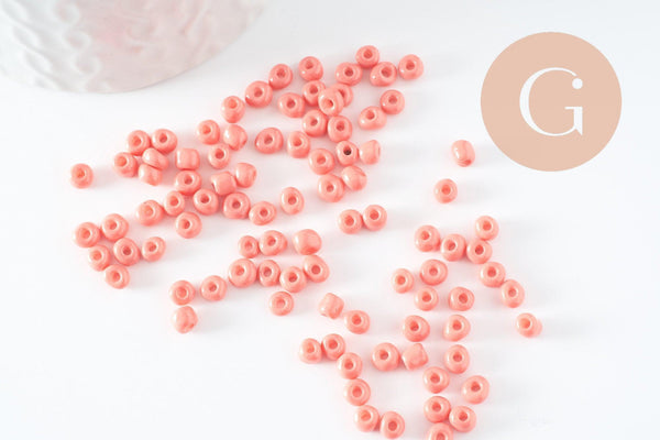 Grosses perles rocaille rose clair 4mm,perles rocaille rose opaque, perles verre, x10g (G5392)