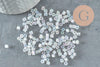 Grosses perles rocaille transparentes irisées 4mm, x 20Gr (G1392)