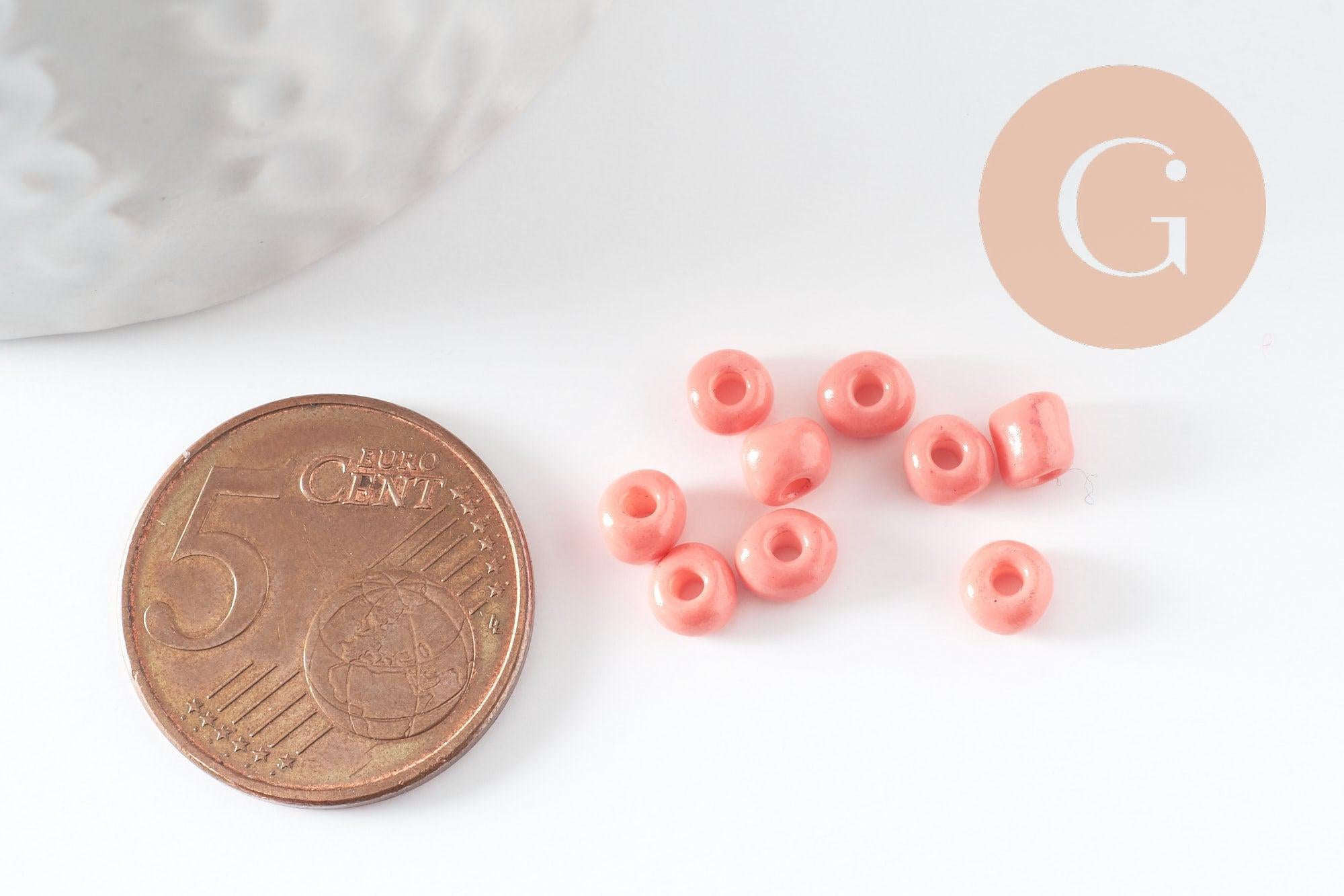 Grosses perles rocaille rose clair 4mm, x10g (G5392)