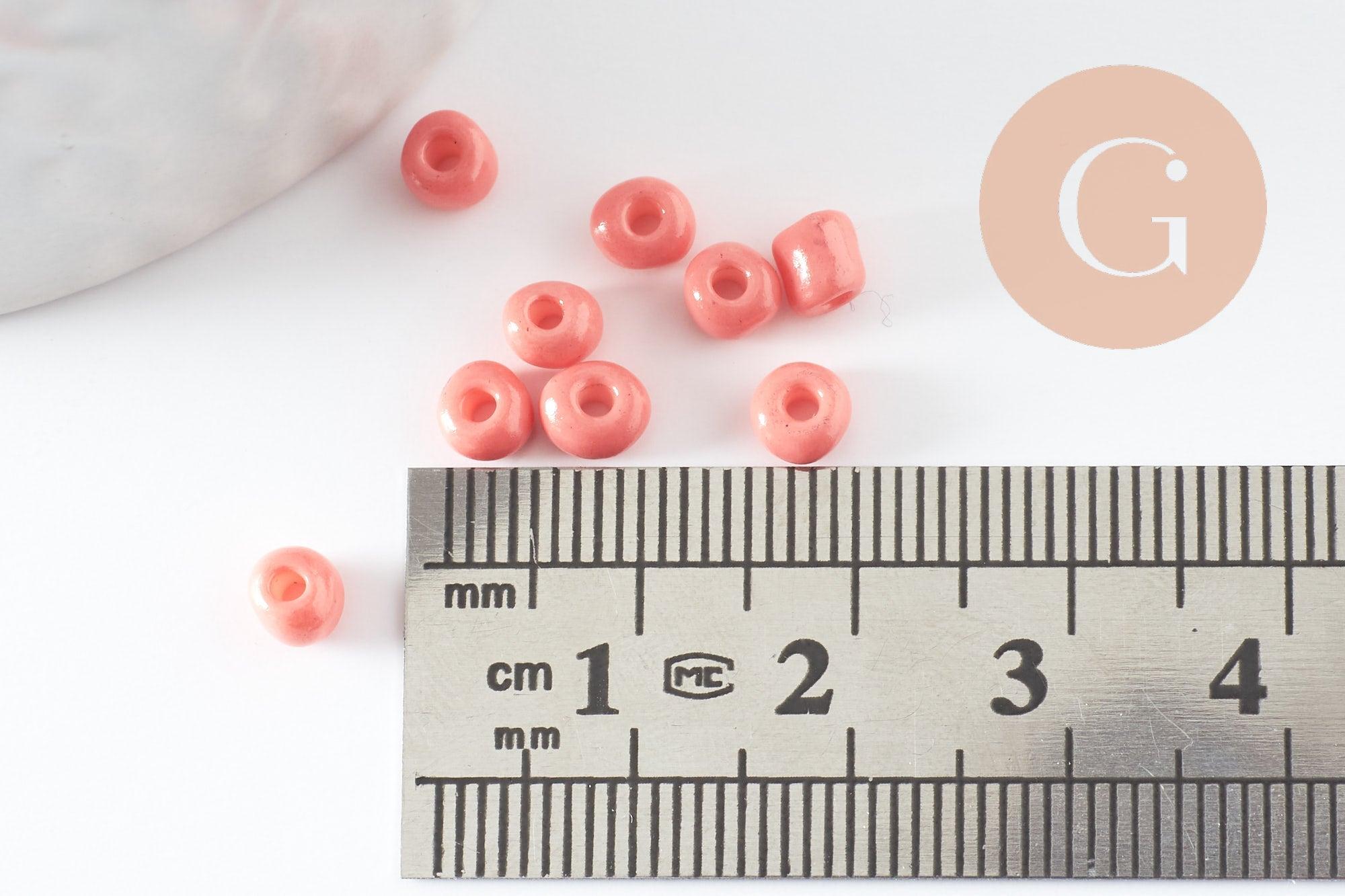 Grosses perles rocaille rose clair 4mm, x10g (G5392)