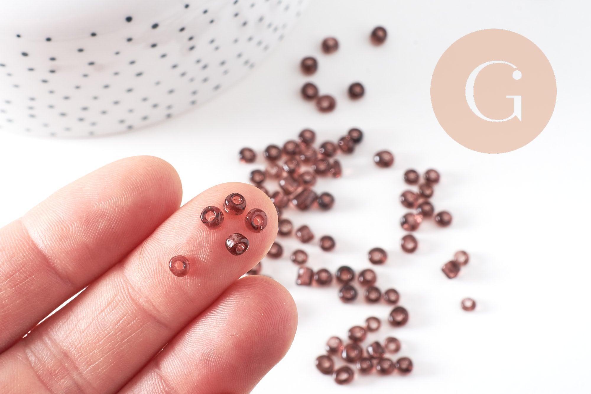 Grosses perles rocaille violet,perles rocaille, violet transparent, perles verre, 4mm, x 10Gr (G1089)