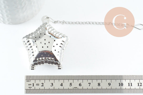 Infuseur à thé étoile acier 304 inoxydable avec crochet, Idée cadeau amateur de thé x1 (G9420)