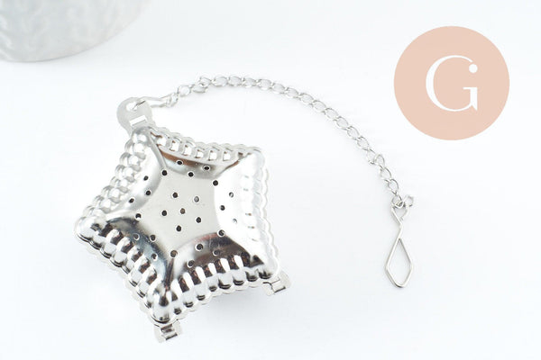 Infuseur à thé étoile acier 304 inoxydable avec crochet, Idée cadeau amateur de thé x1 (G9420)