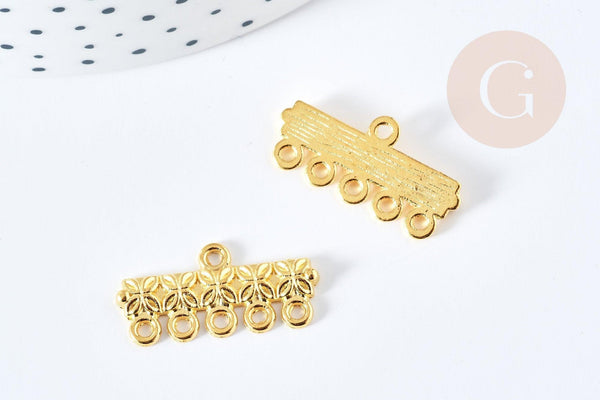 Intercallaire bracelet 5 rangs zamac doré 10mm, des fournitures pour création bijoux, x2 (G8790)