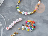 Kit Bracelet d'amitié prénom personnalisé doré + multicolore, Coffrets et kits création de bijoux fantaisie DIY, pochette 1 bracelet (G9023)