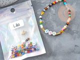 Kit Bracelet d'amitié prénom personnalisé doré + multicolore, Coffrets et kits création de bijoux fantaisie DIY, pochette 1 bracelet (G9023)