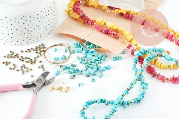 Kit Collier pierre naturel, Coffrets et kits pour la création de bijoux fantaisie DIY x1 (G7429)