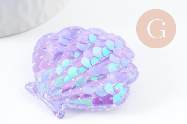 Kit Ma broche coquillage à paillettes à créer, x1 (G9402)