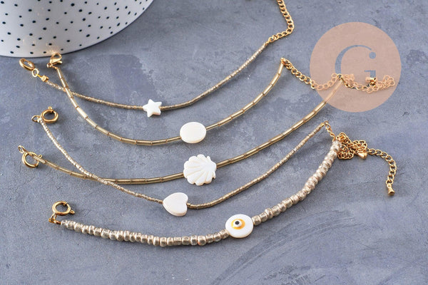 Kit création 5 Bracelets perles et nacre Mykonos Jaune ou Bleu, x1 (G8751)