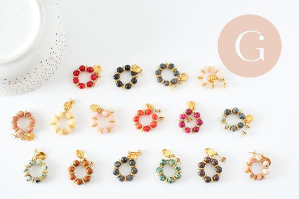 Kit création Boucles d'Oreilles Pierre naturelle x1 paire (G7430)