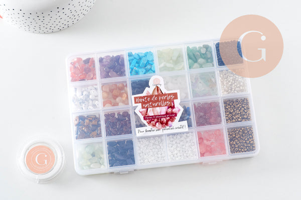 Kit mix de perles 18 couleurs pierre Lithothérapie x1 (G10956)