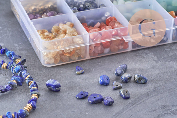 Kit mix de perles 8 couleurs pierre naturelles Lithothérapie avec apprêts, x1 (G10172)