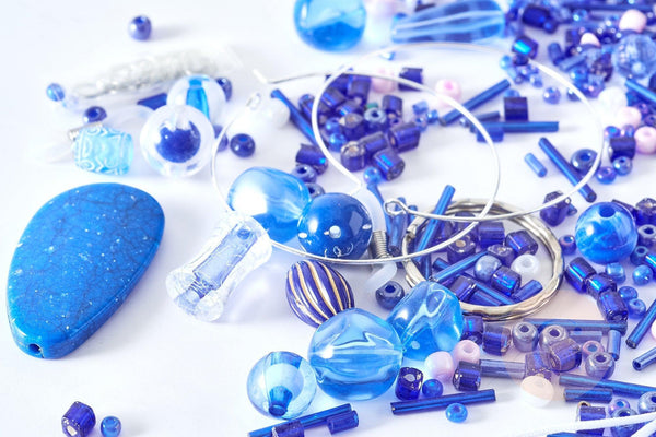 Kit mix de perles bleues Santorin, Coffrets et kits pour la création de bijoux fantaisie DIY, x1 (G8346)