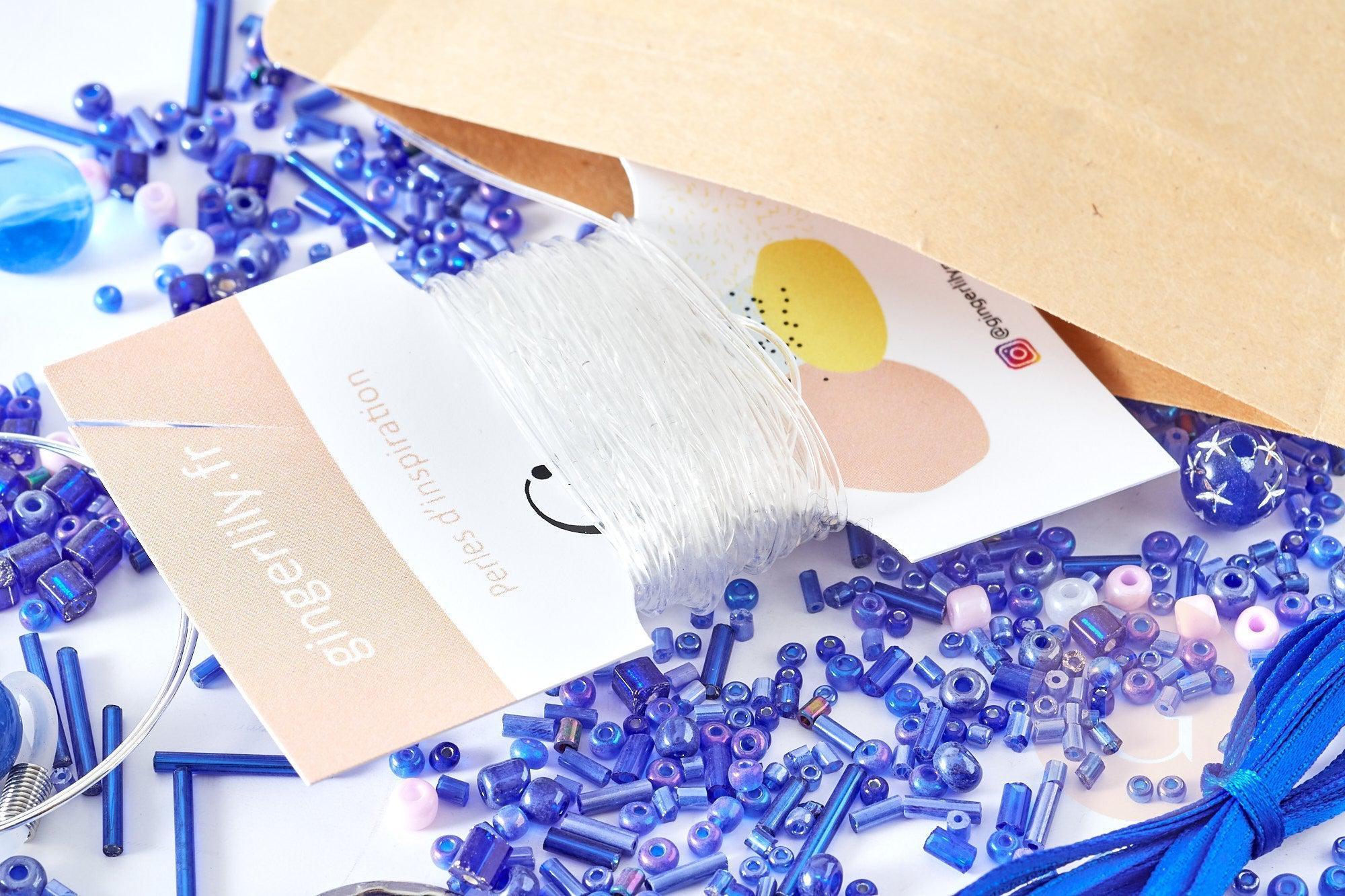 Kit mix de perles bleues Santorin, Coffrets et kits pour la création de bijoux fantaisie DIY, x1 (G8346)