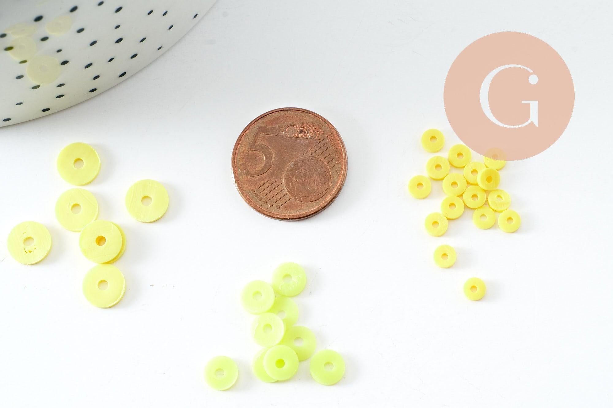 Kit mix de perles heishi jaune citron, Coffret et kit pour création de bijoux fantaisie, x1 (G9775)
